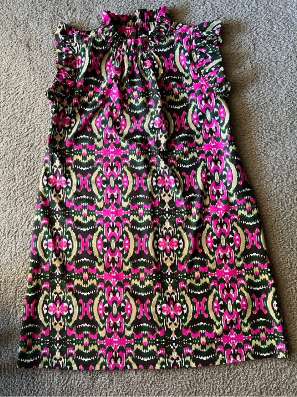 Jude Connally Women's Shari Multicolor Ruffle Trim Stretch Dress Sz Small Pocket - Picture 3 of 9